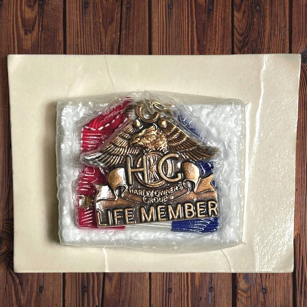 Harley Davidson Owners Group Medal Pin Ribbon HOG Life Member Vintage 1993